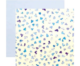 Mustriga kartong A4, 4 lehte - värvilised südamed, sinine